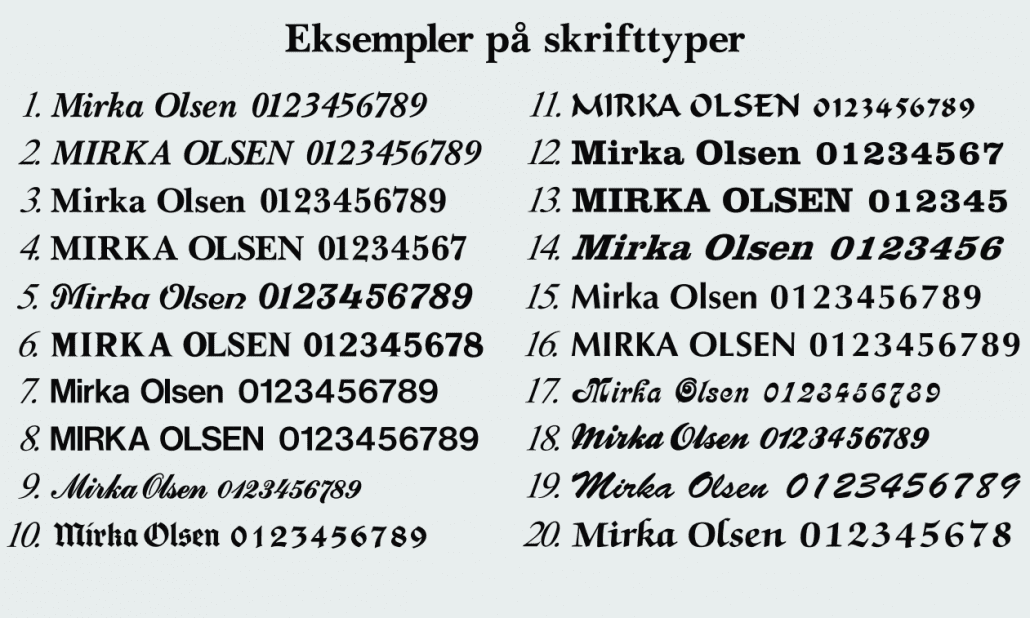 Skrifttyper til gravsten - gravsten fonts